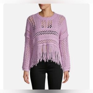 NWT: Free People Higher Love Fringe Crochet sweater